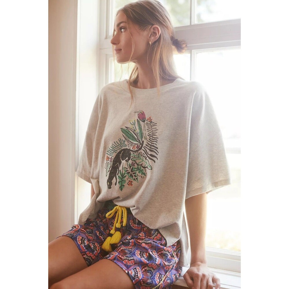 Masha Volnova By Anthropologie Pipandlo Tee Tunic Top Graphic Print M/L 287526